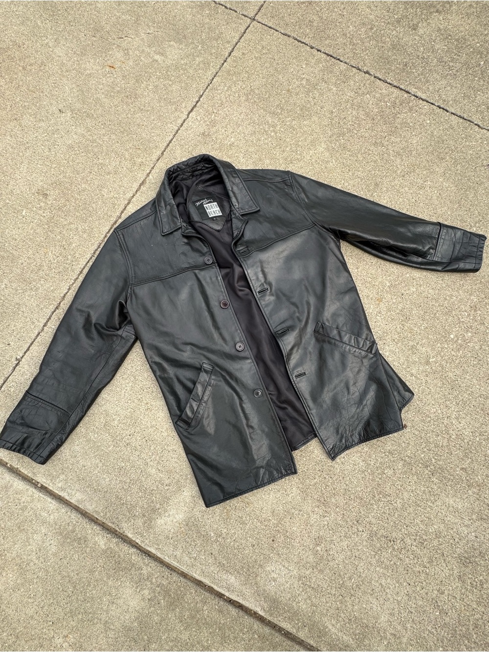 Rare extremely vintage Michael Hoban Men's Black Leather Jacket